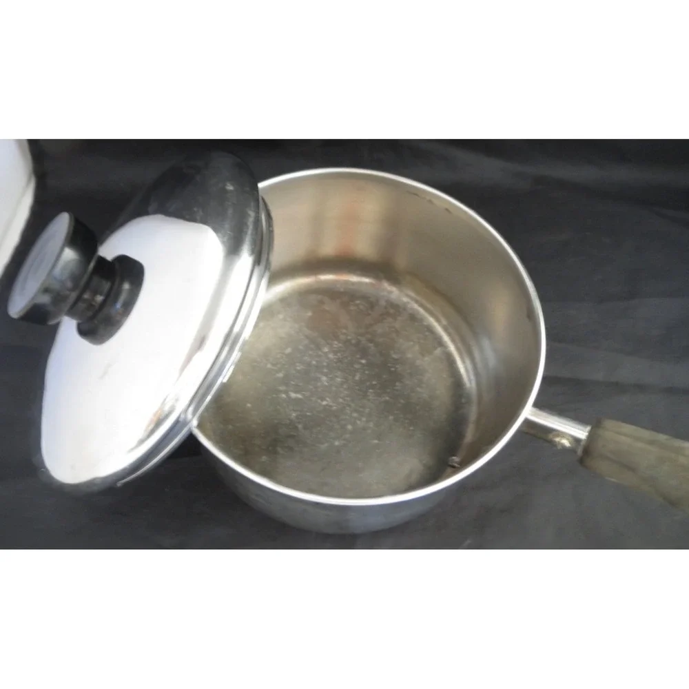 Revere Ware 1 qt Sauce Pan Copper Clad Bottom Pot w/ Lid Vintage